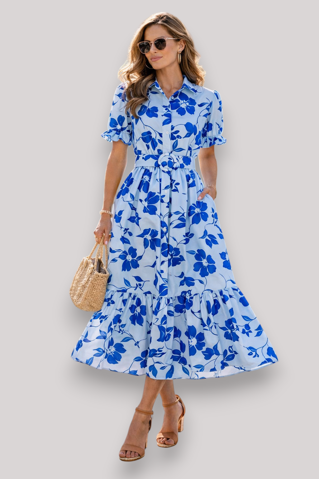 The Isabelle Women's Print Belted Maxi Dress