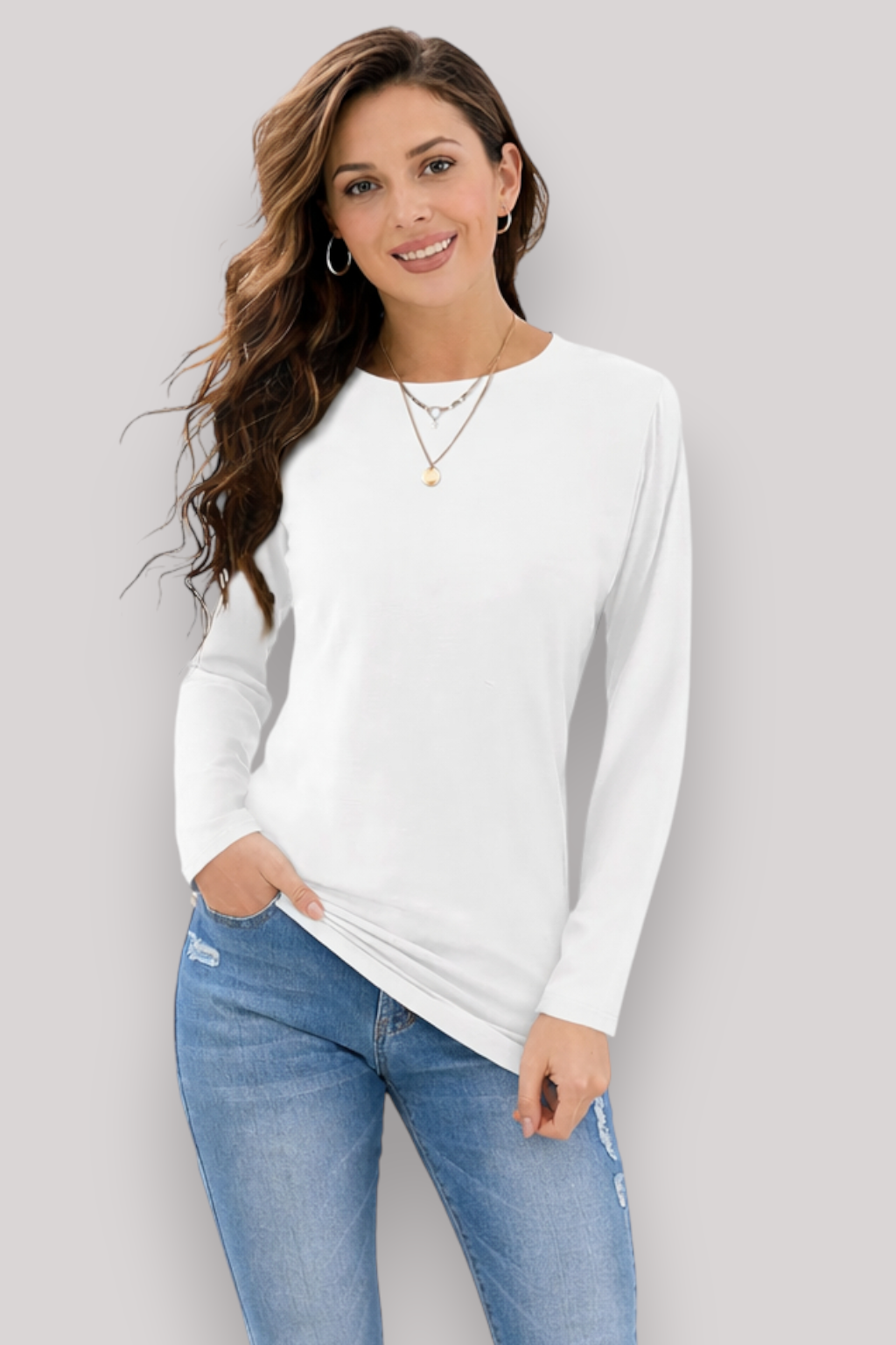 The Clara Women's Long Sleeve T Shirt Casual Crew Neck European Styled