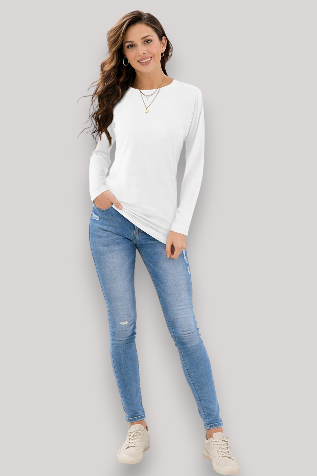 The Clara Women's Long Sleeve T Shirt Casual Crew Neck European Styled
