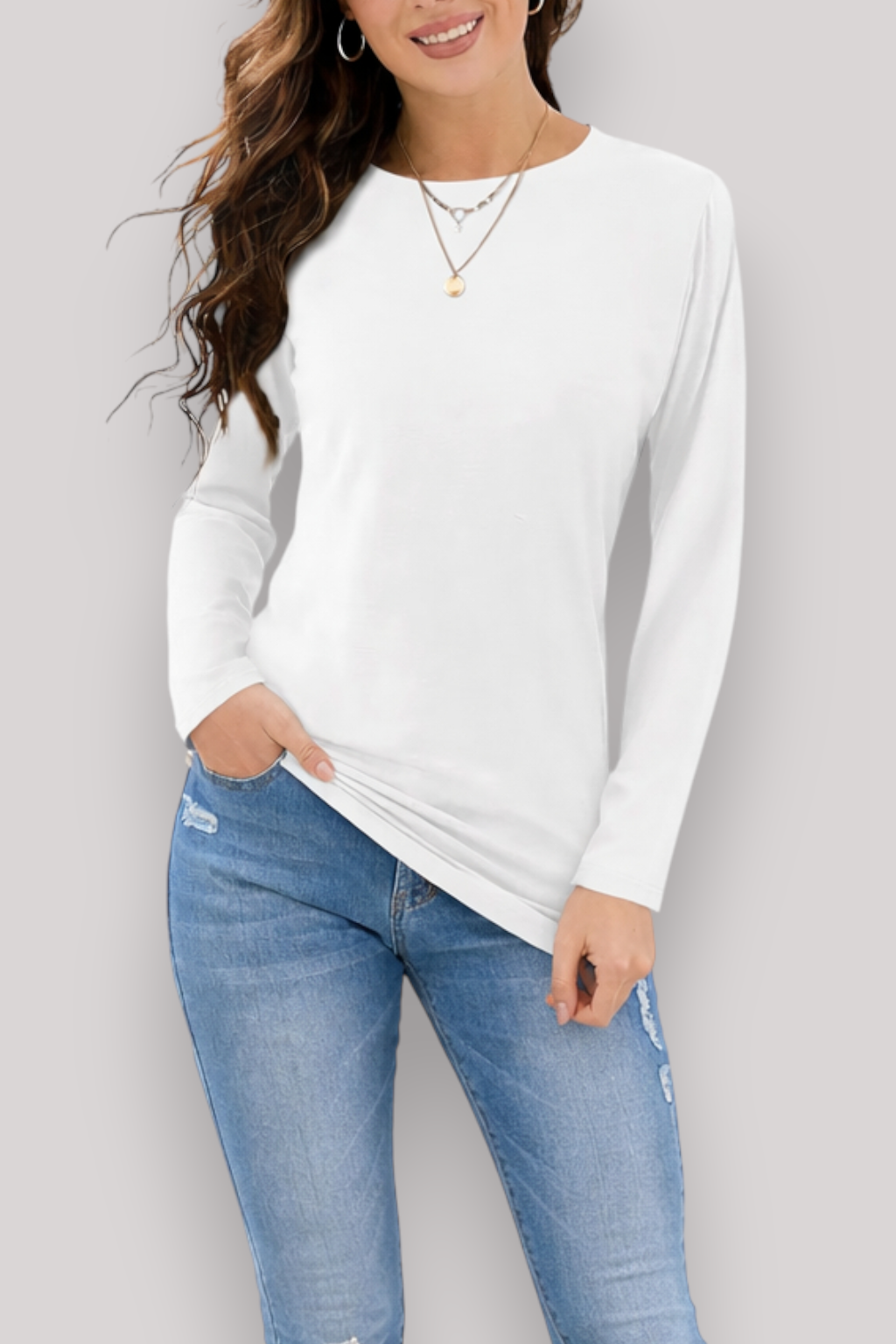 The Clara Women's Long Sleeve T Shirt Casual Crew Neck European Styled