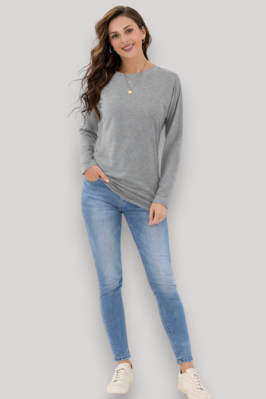 The Clara Women's Long Sleeve T Shirt Casual Crew Neck European Styled