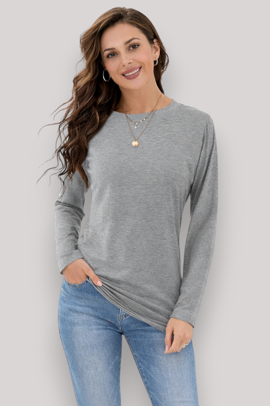 The Clara Women's Long Sleeve T Shirt Casual Crew Neck European Styled