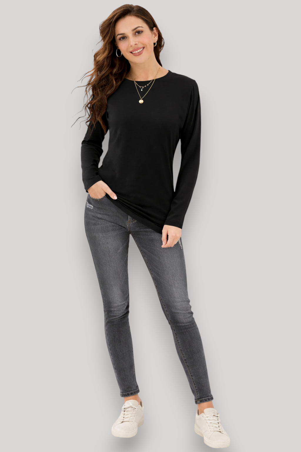 The Clara Women's Long Sleeve T Shirt Casual Crew Neck European Styled