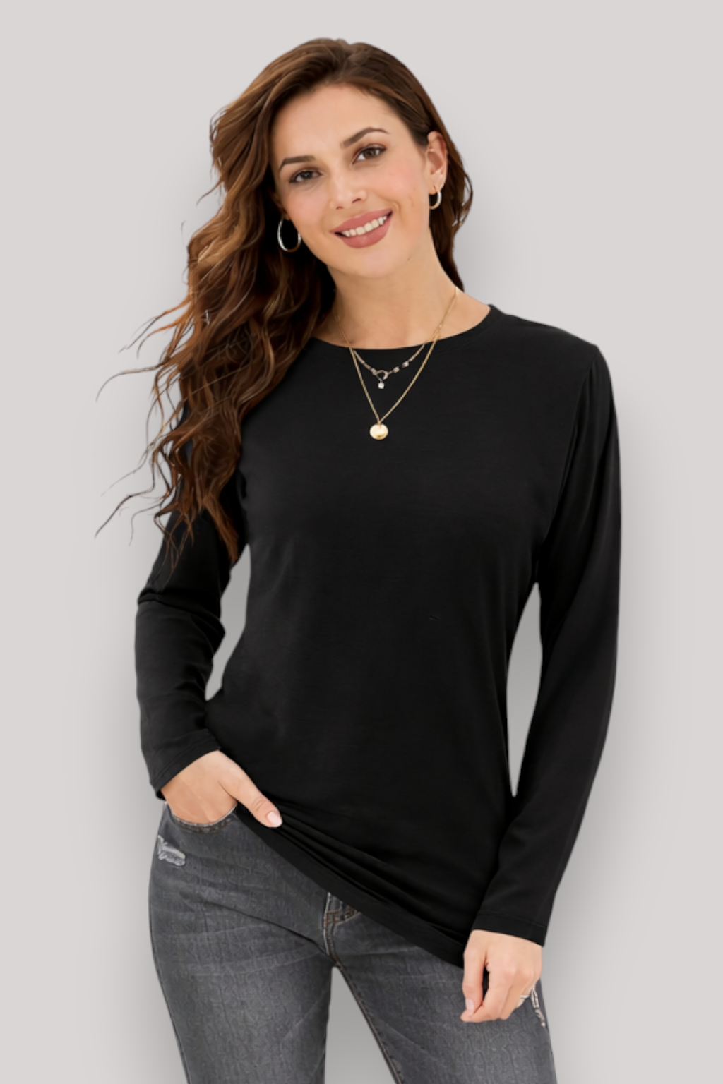 The Clara Women's Long Sleeve T Shirt Casual Crew Neck European Styled