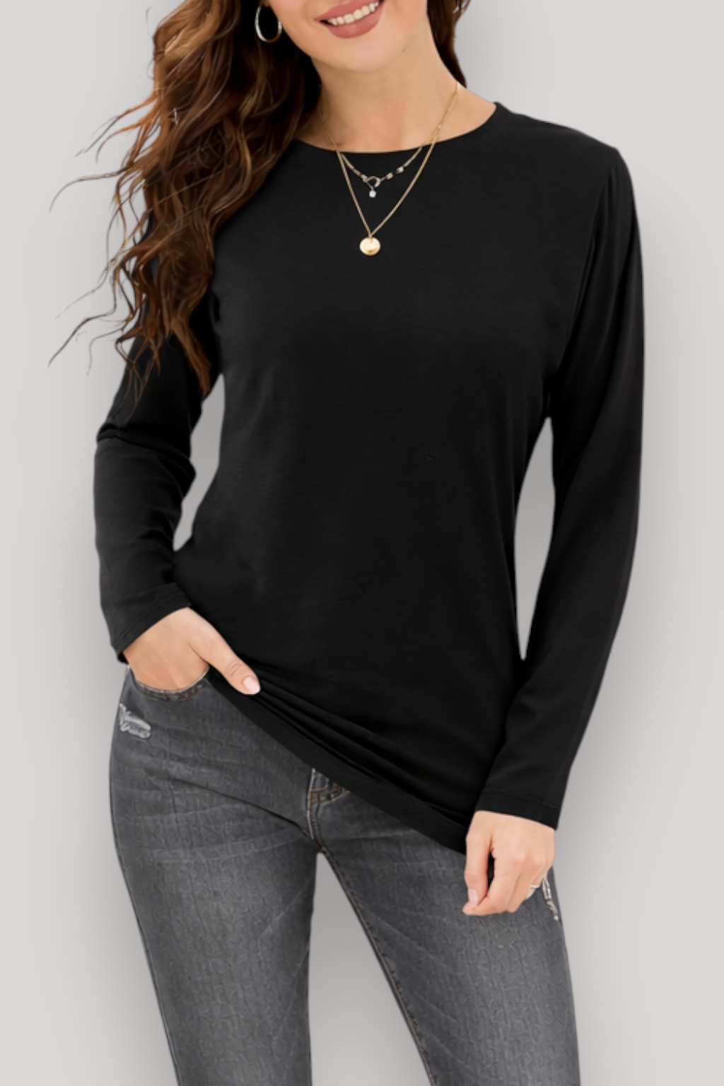 The Clara Women's Long Sleeve T Shirt Casual Crew Neck European Styled