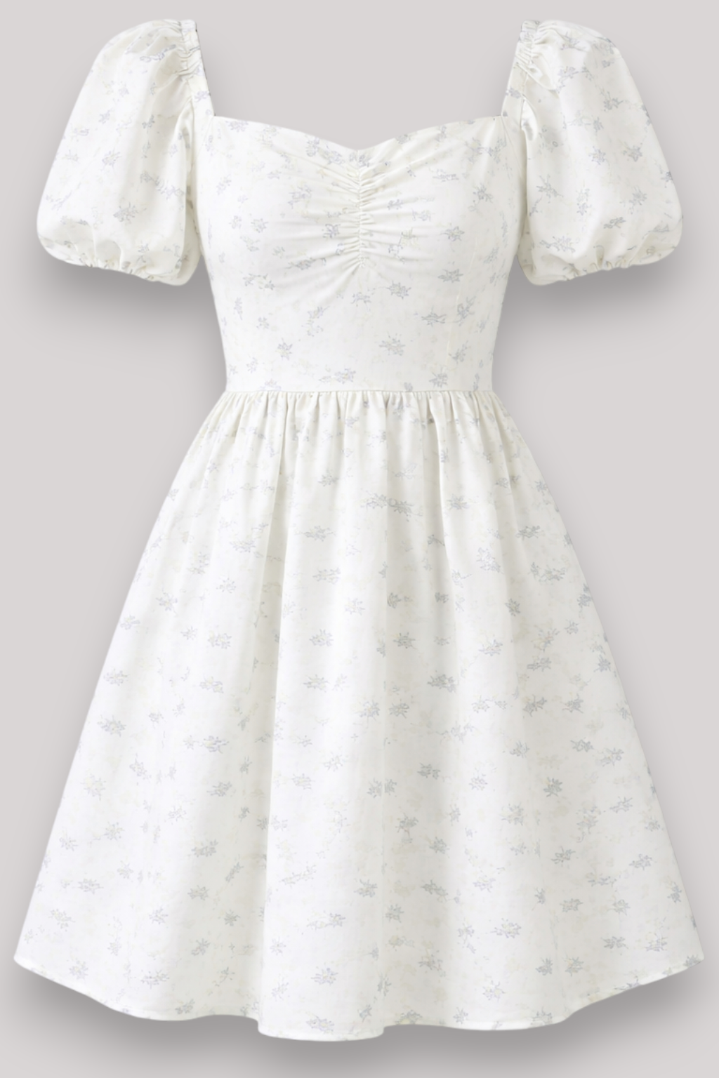 The Clarisse Floral Puff Sleeve Mini Dress Square Neck High Waist A Line Summer Style