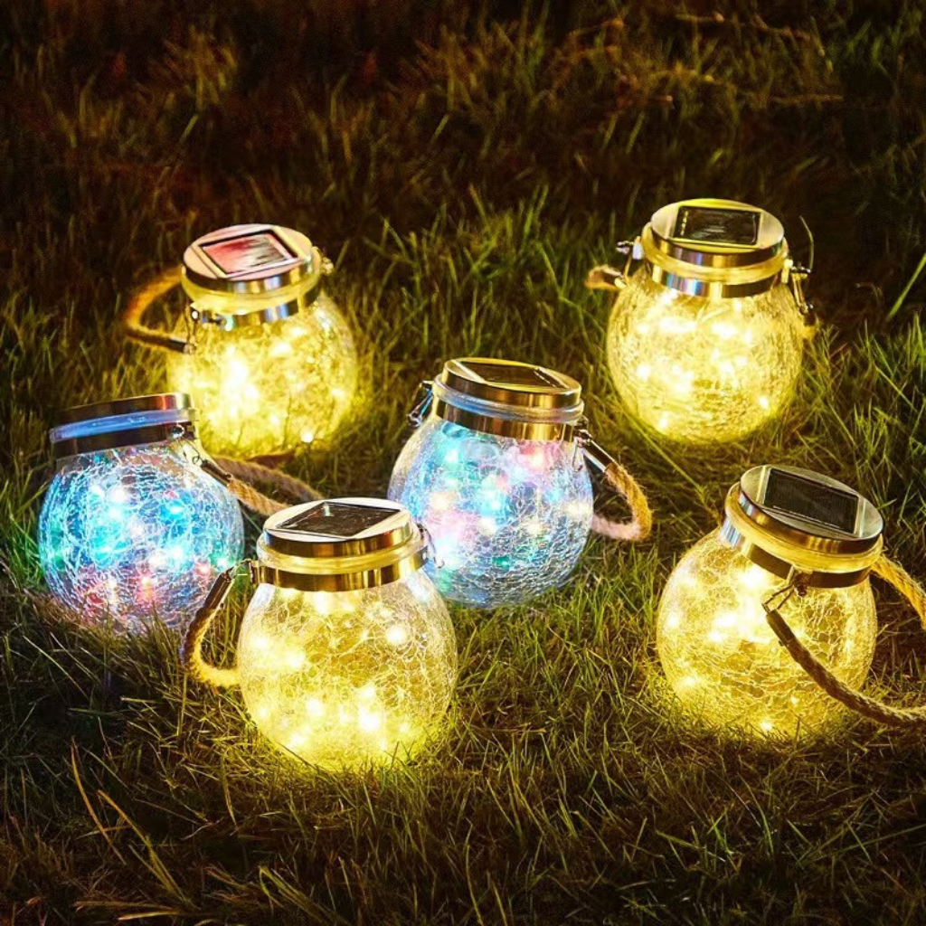 The Crystara Solar Glass Hanging Lantern Light