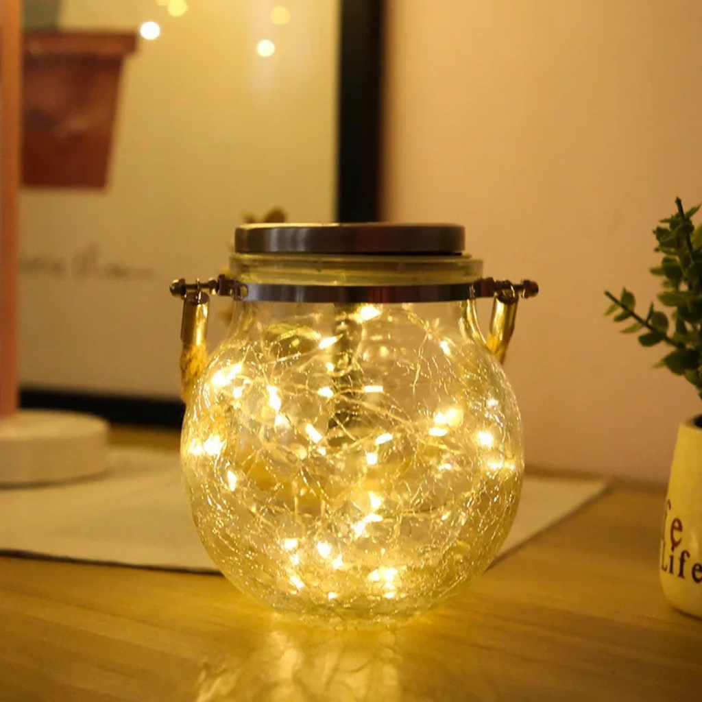 The Crystara Solar Crackle Glass Waterproof Lantern