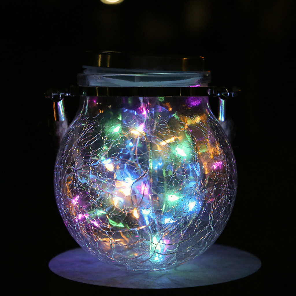 The Crystara Solar Crackle Glass Waterproof Lantern