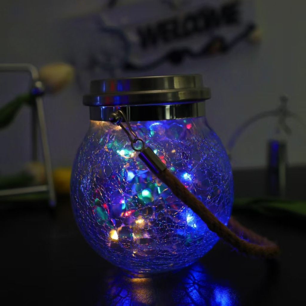 The Crystara Solar Glass Hanging Lantern Light
