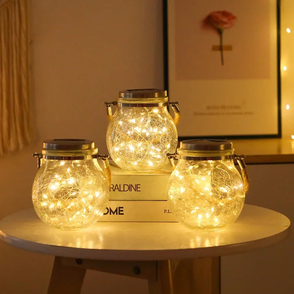 The Crystara Solar Crackle Glass Waterproof Lantern