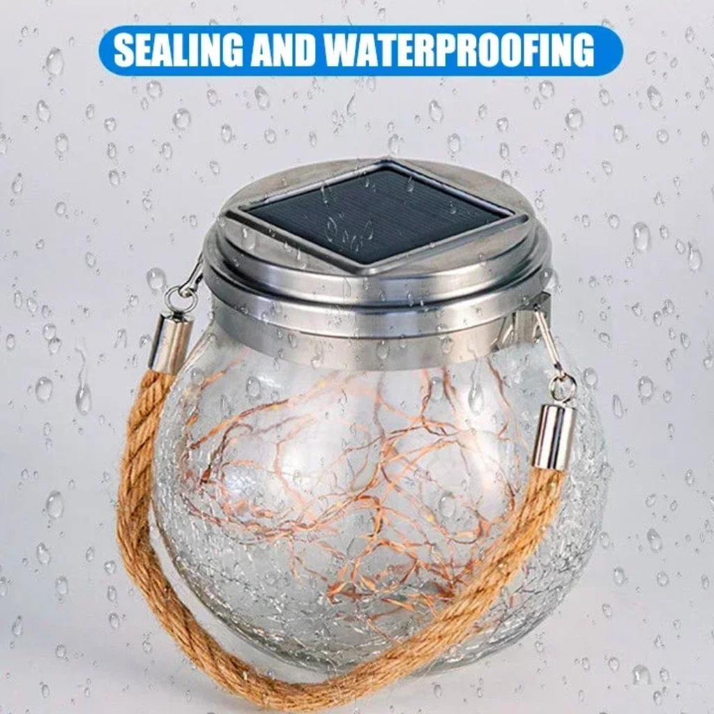 The Crystara Solar Glass Hanging Lantern Light