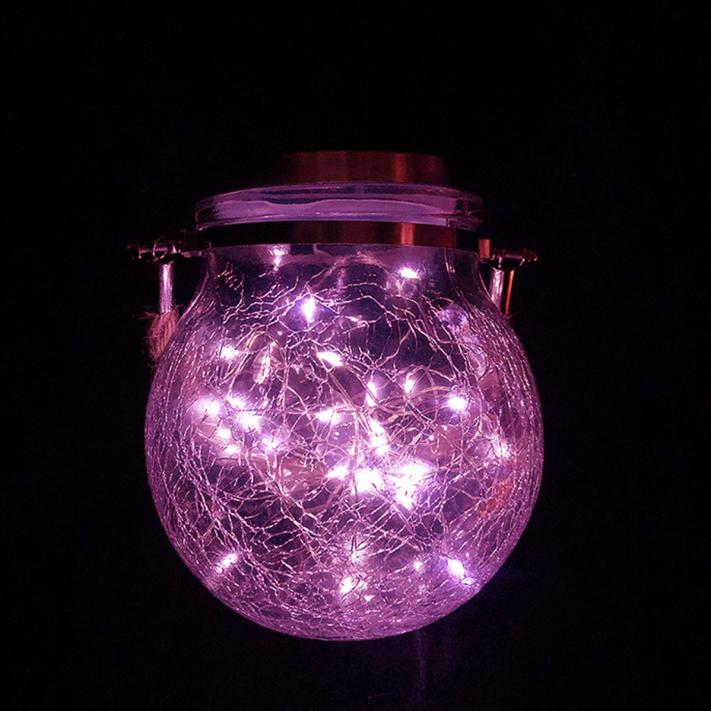 The Crystara Solar Crackle Glass Waterproof Lantern