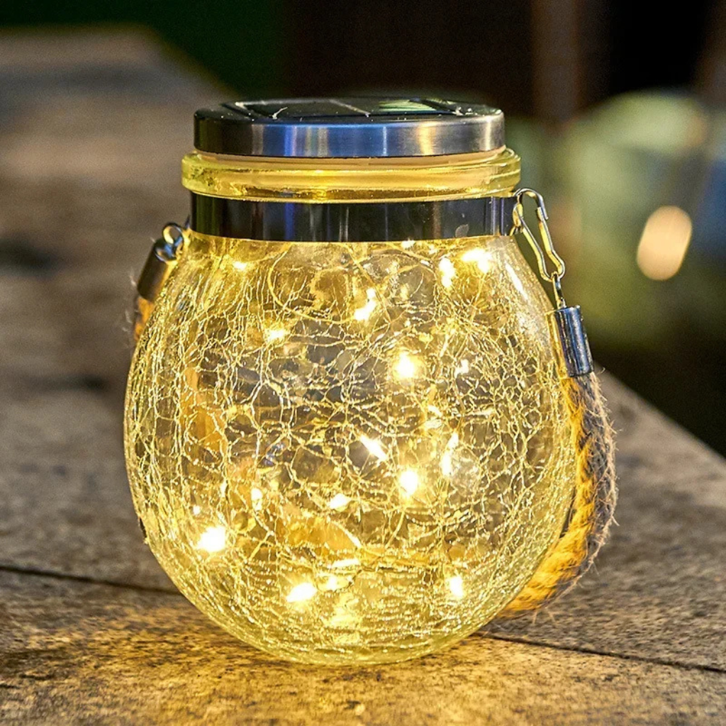 The Crystara Solar Glass Hanging Lantern Light