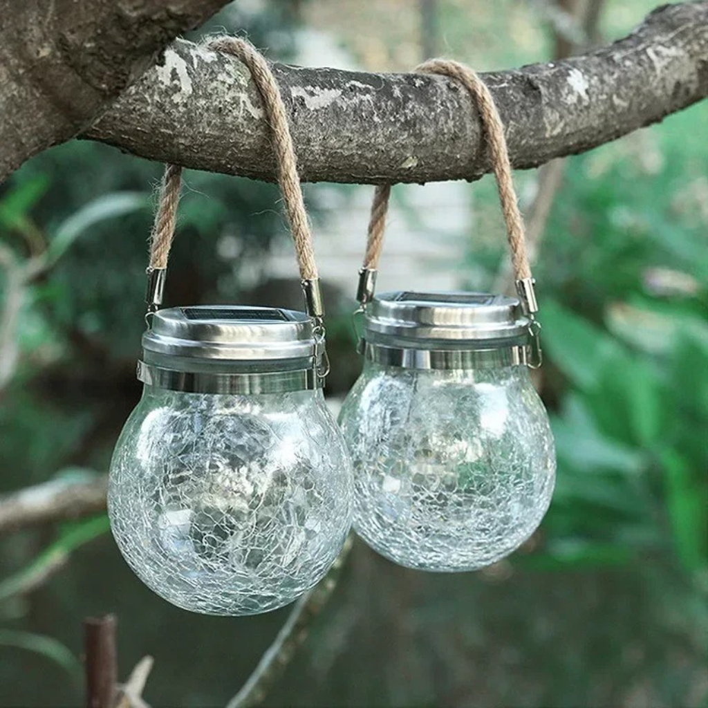 The Crystara Solar Glass Hanging Lantern Light