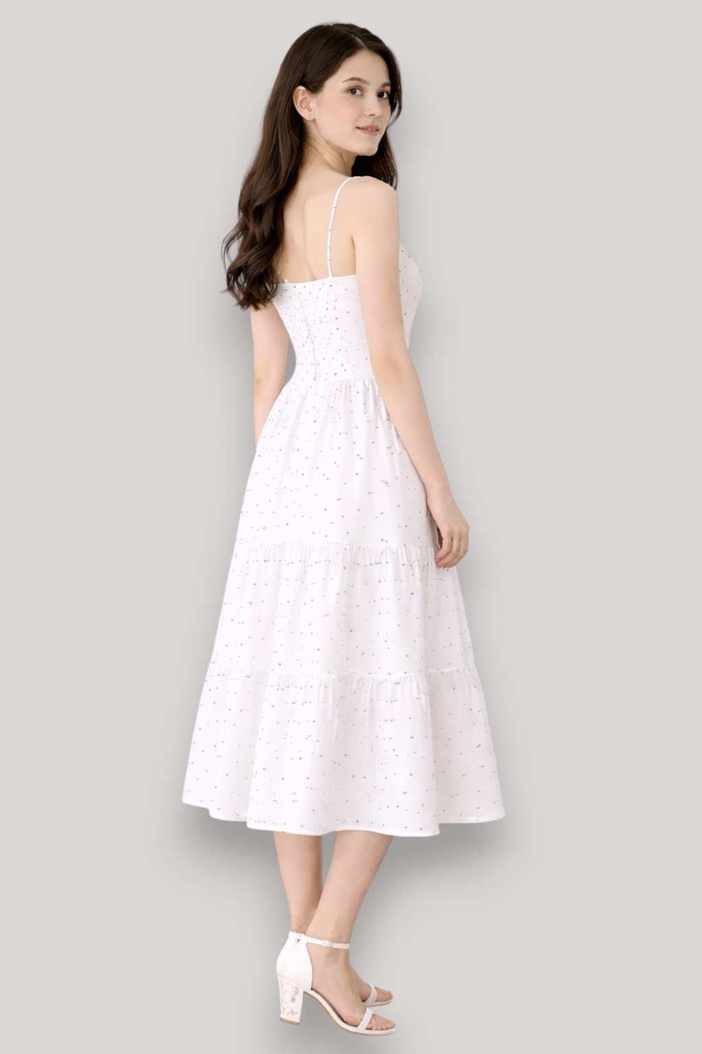 The Daphne Polka Dot V Neck Sleeveless Summer Midi Dress