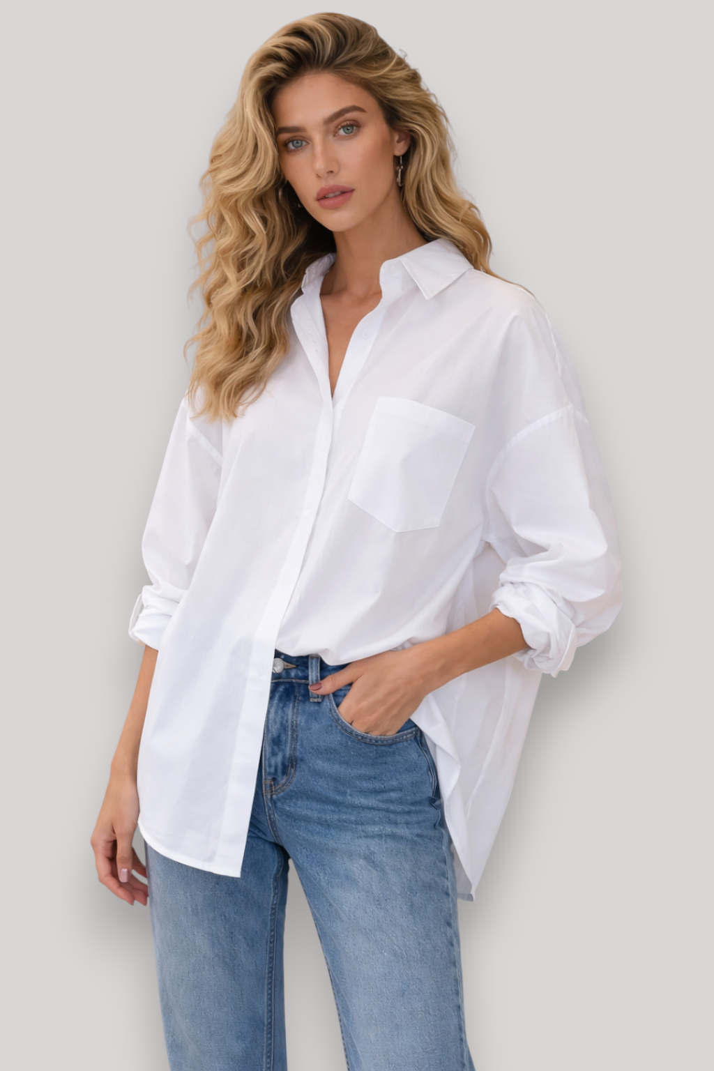 The Edith Women's Long Sleeve Blouse Elegant Office Button Up Top
