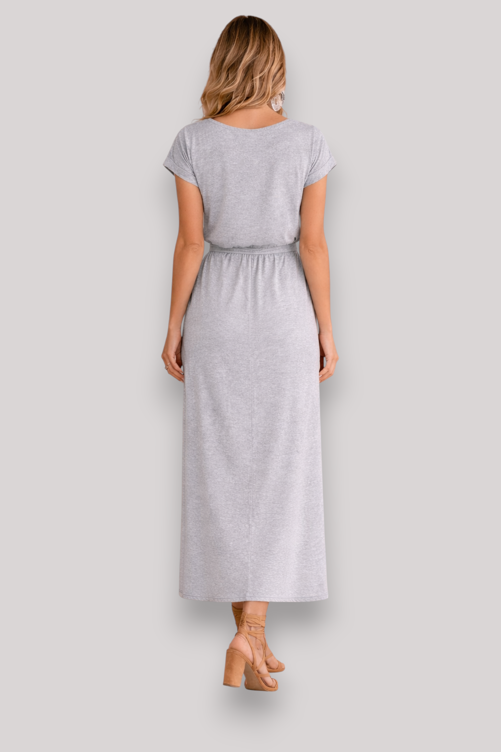 The Elaina Short Sleeve Belted Maxi Dress