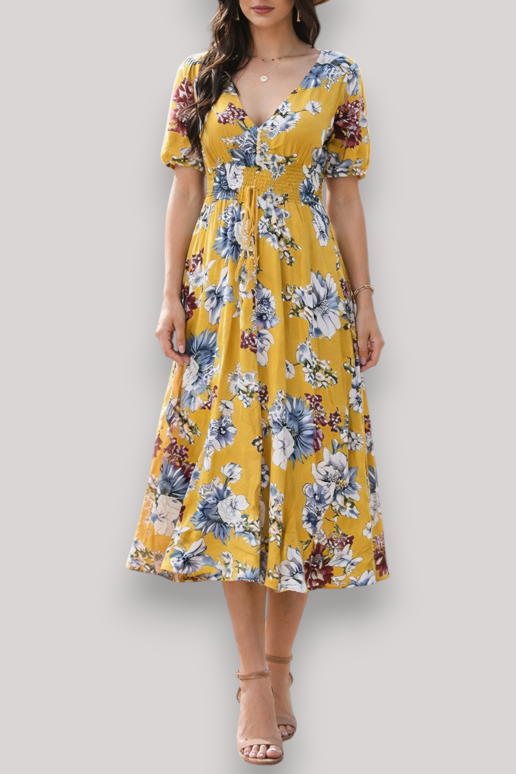 The Eleanor Boho Maxi Dress V Neck Wrap Floral Print Style Top