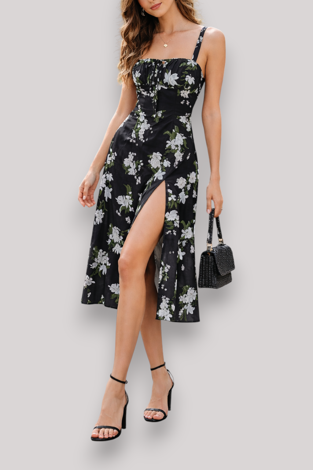 The Eleanora Women's Midi Dress Elegant Waist Cinching Fit