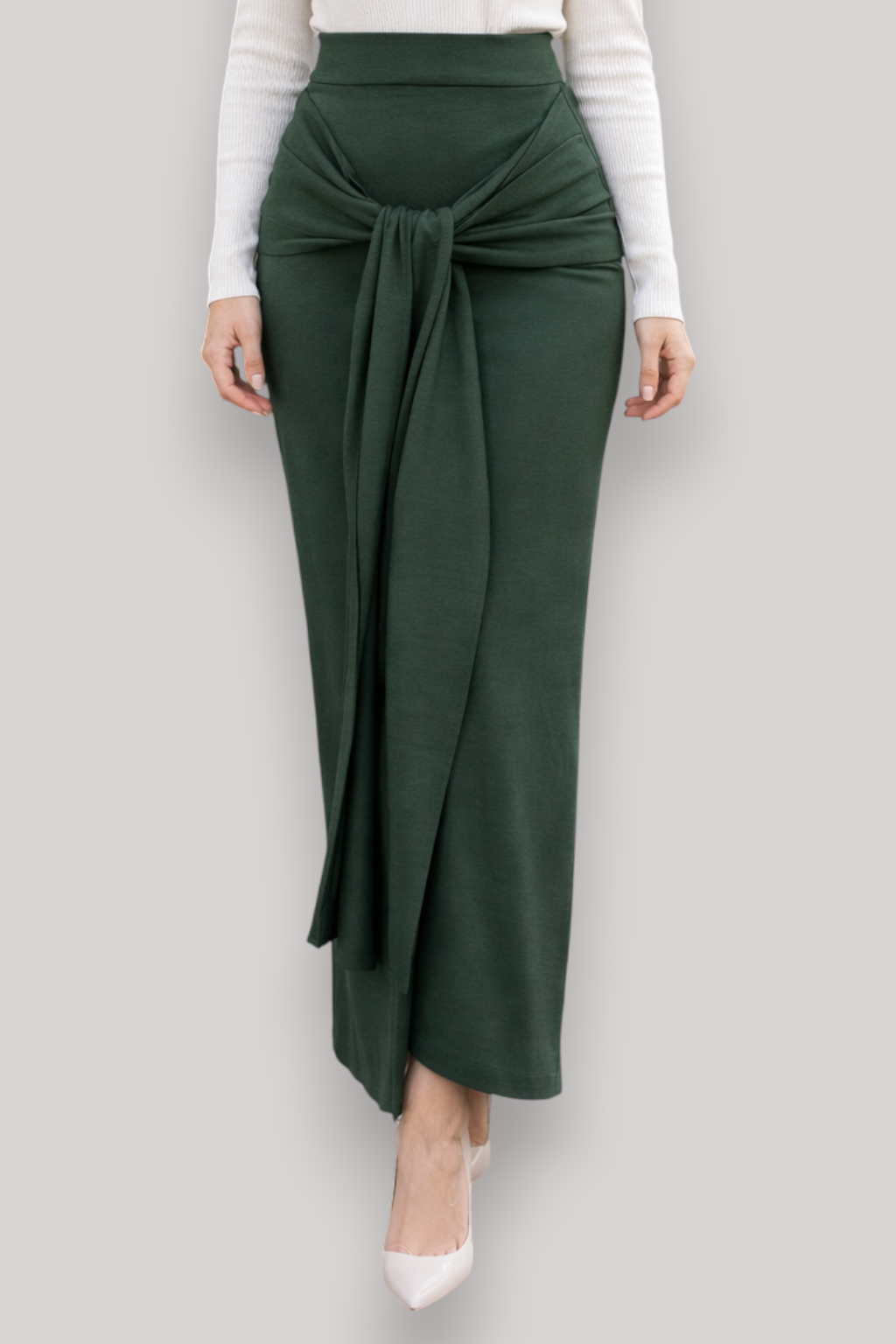 The Eleri High Waist Tie Belt Midi Skirt