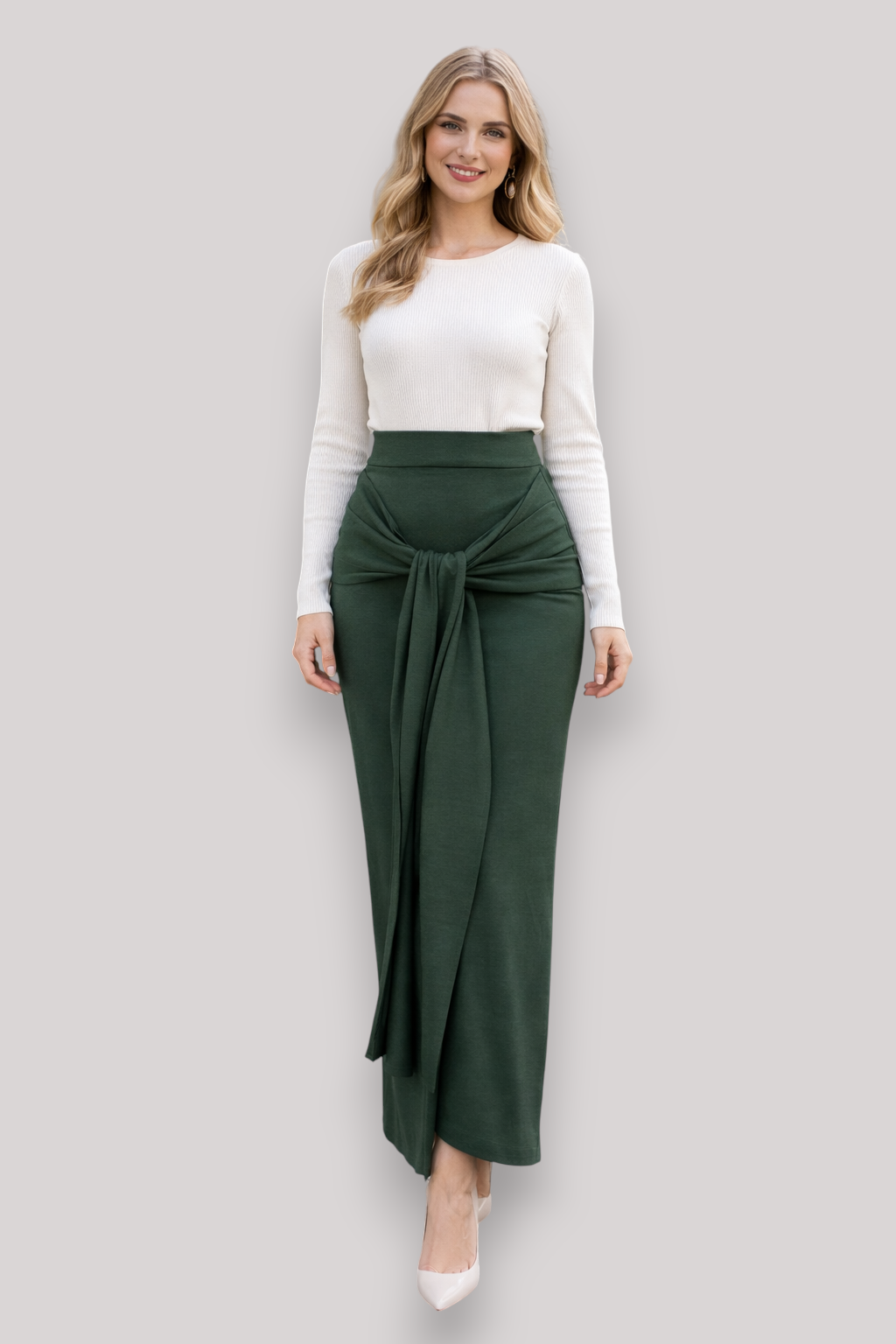 The Eleri High Waist Tie Belt Midi Skirt
