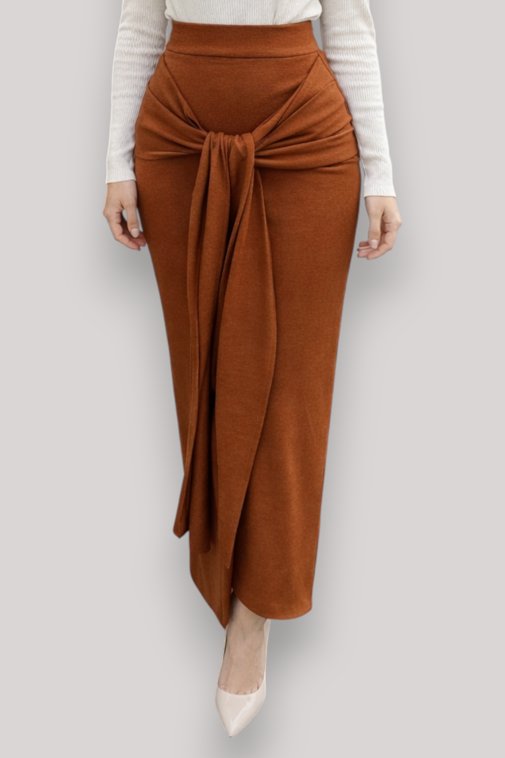 The Eleri High Waist Tie Belt Midi Skirt