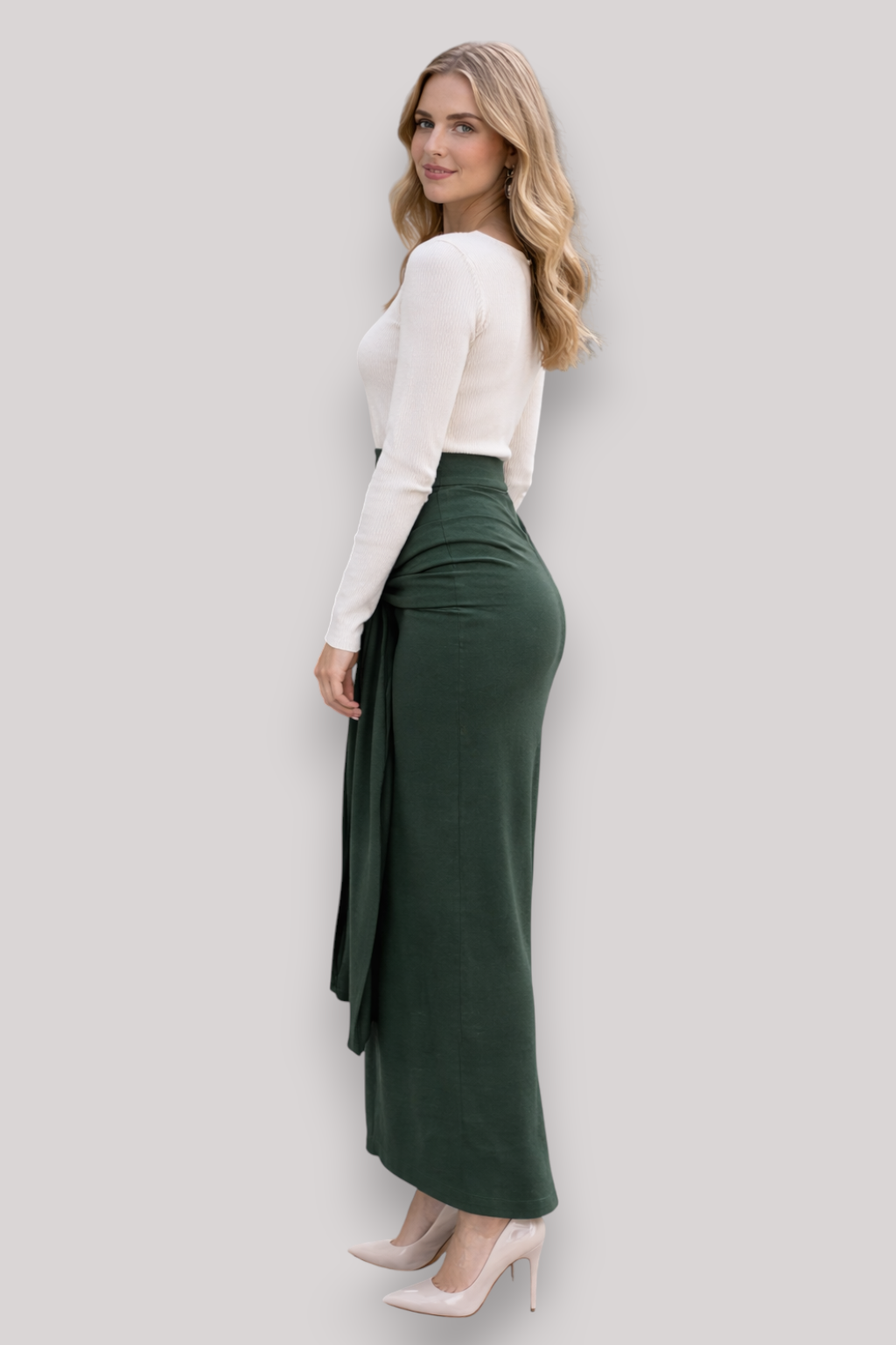 The Eleri High Waist Tie Belt Midi Skirt