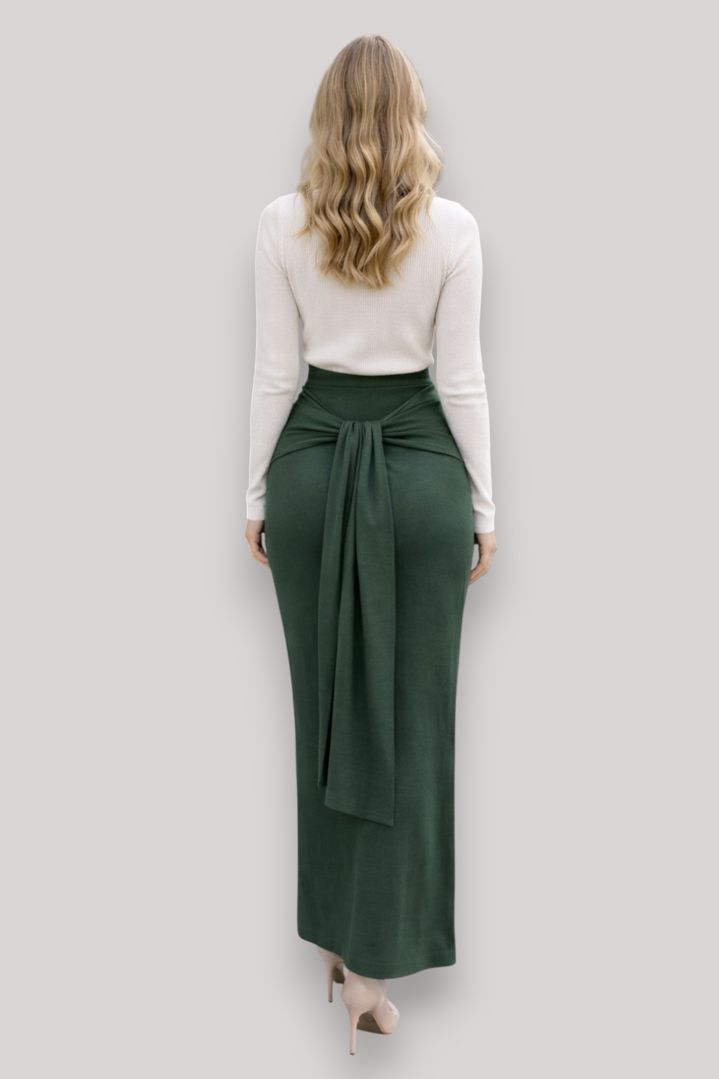 The Eleri High Waist Tie Belt Midi Skirt