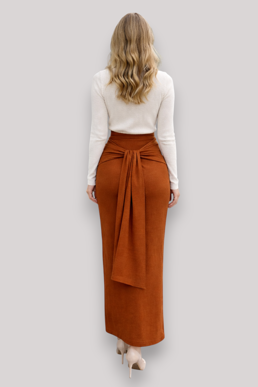The Eleri High Waist Tie Belt Midi Skirt