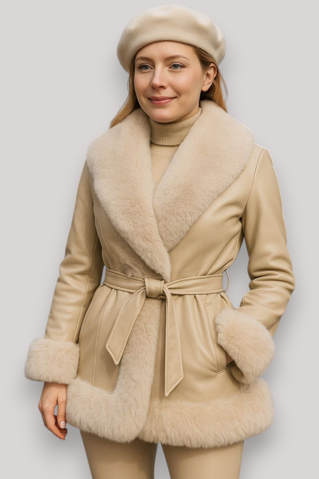 The Elinora PU Leather Coat Elegant Long Sleeve Patchwork Cropped Jacket