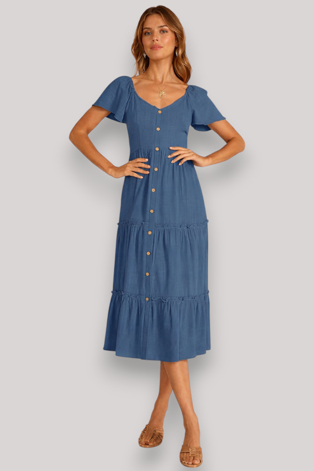 The Eliza A Line Short Sleeve Flowy Summer Beach Dress