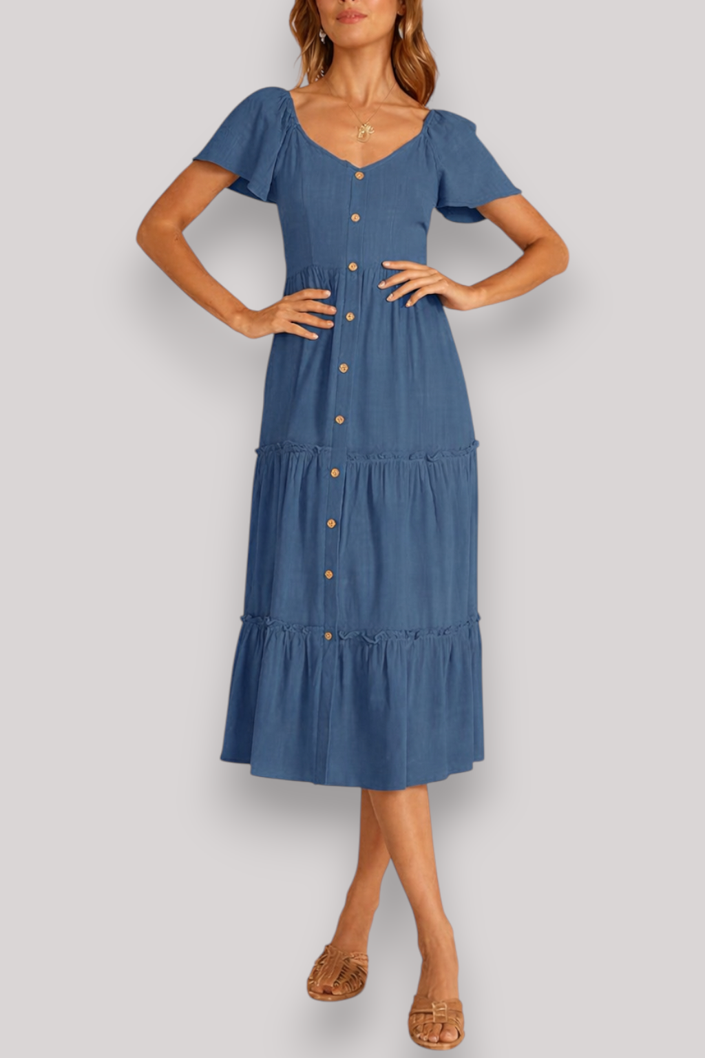 The Eliza A Line Short Sleeve Flowy Summer Beach Dress