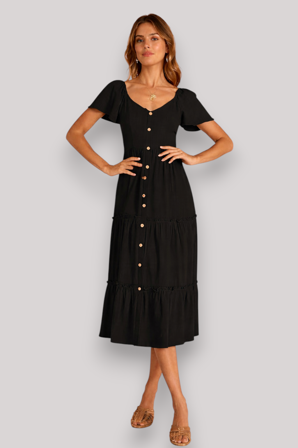 The Eliza A Line Short Sleeve Flowy Summer Beach Dress