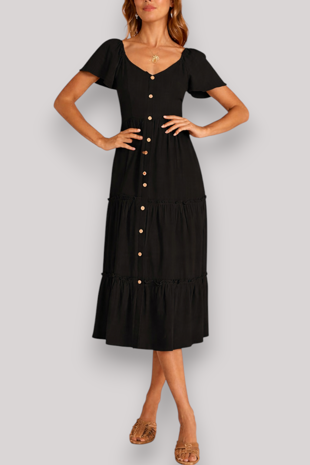 The Eliza A Line Short Sleeve Flowy Summer Beach Dress