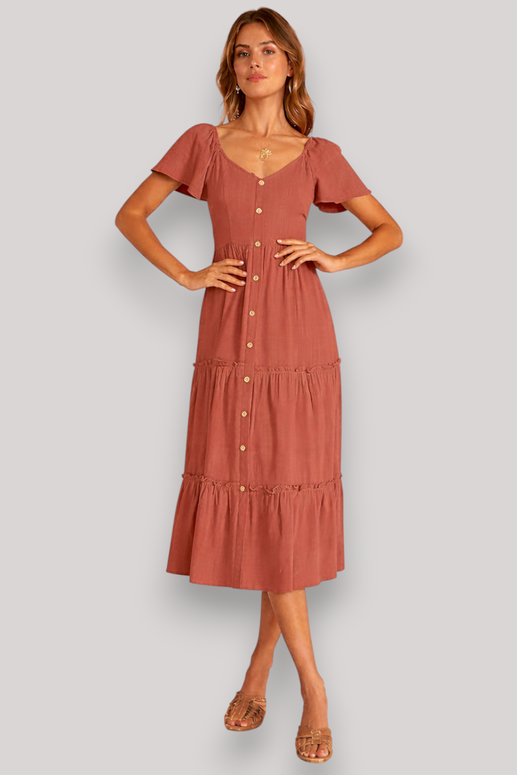 The Eliza A Line Short Sleeve Flowy Summer Beach Dress