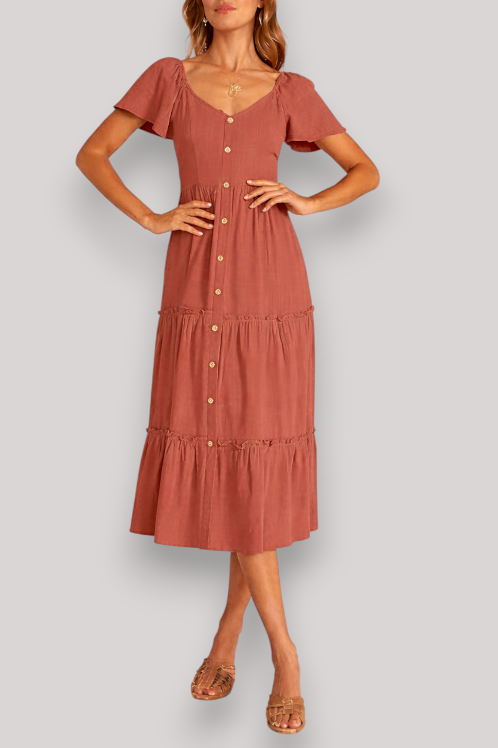 The Eliza A Line Short Sleeve Flowy Summer Beach Dress