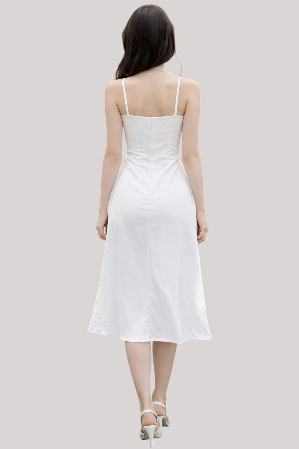 The Elodie Deep V Neck Belted A Line White Dress Waist Cinching Cotton Style