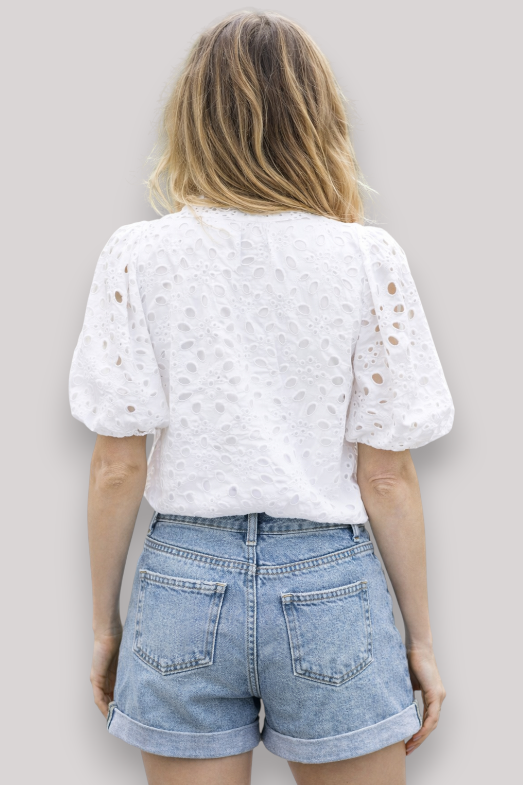 The Elowen V Neck Lace Embroidered Shirt Lantern Sleeve Summer Top