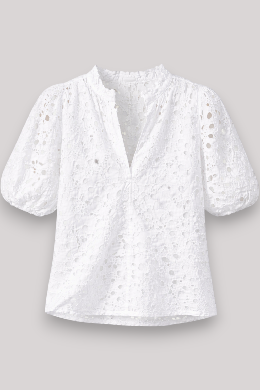 The Elowen V Neck Lace Embroidered Shirt Lantern Sleeve Summer Top