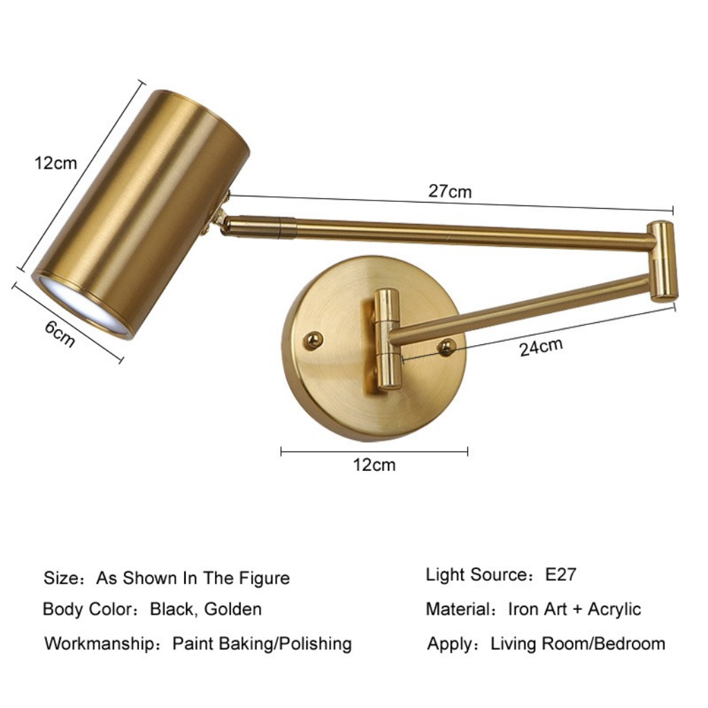 The Elvaris Adjustable Long Arm LED Wall Light