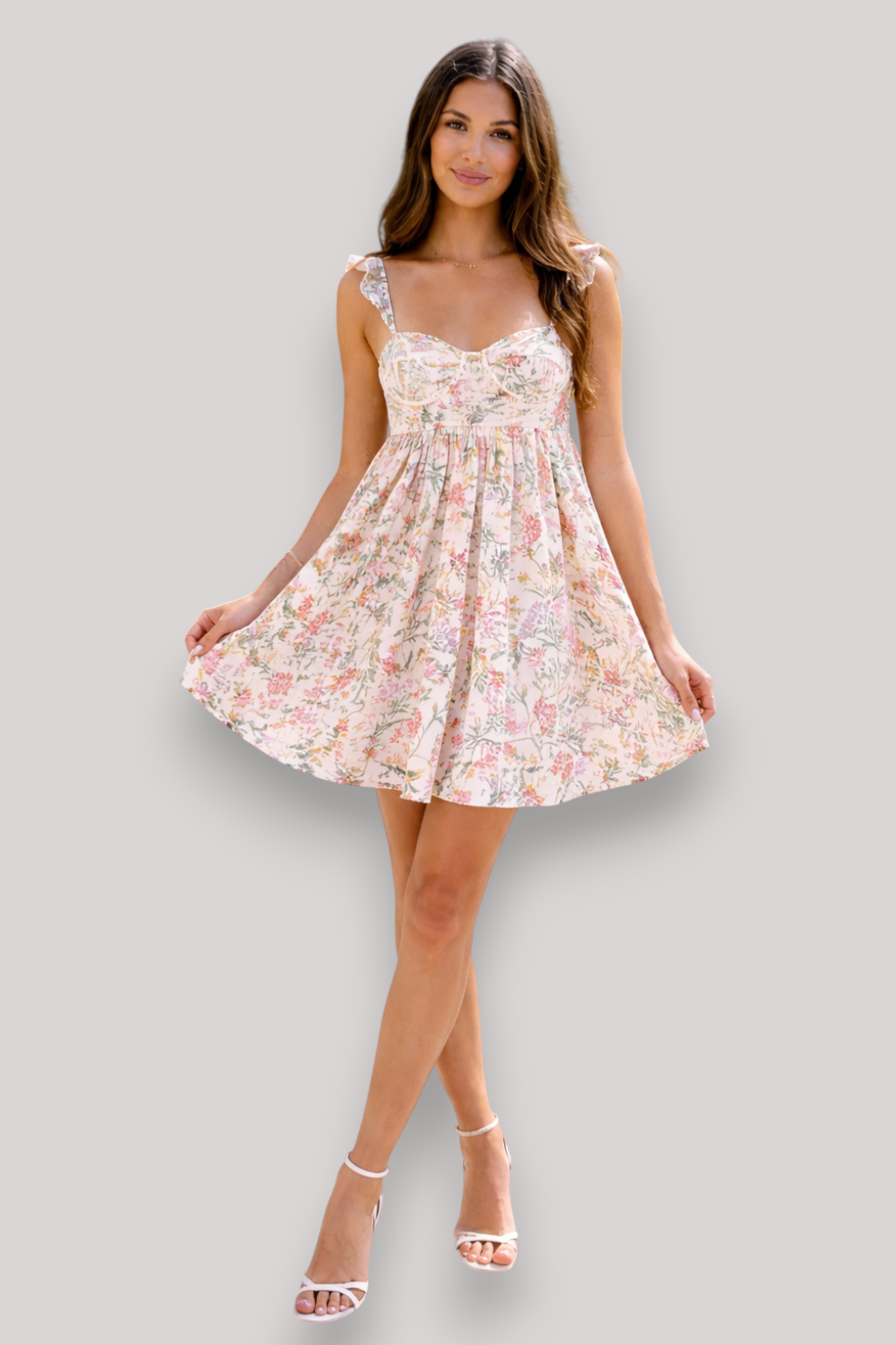 The Evelina Sleeveless V Neck Maxi Dress Ruffle Floral Boho Beach Summer Style