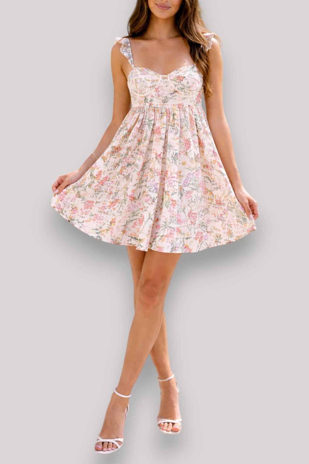 The Evelina Sleeveless V Neck Maxi Dress Ruffle Floral Boho Beach Summer Style