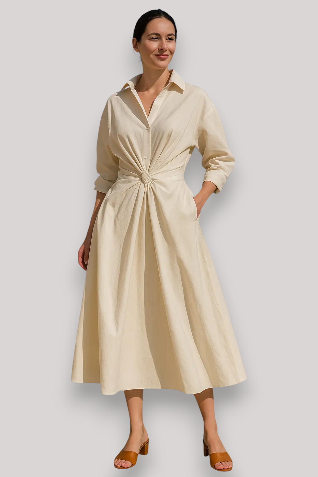 The Florence Elegant Maxi Dress Long Sleeve V Neck Winter Outfit