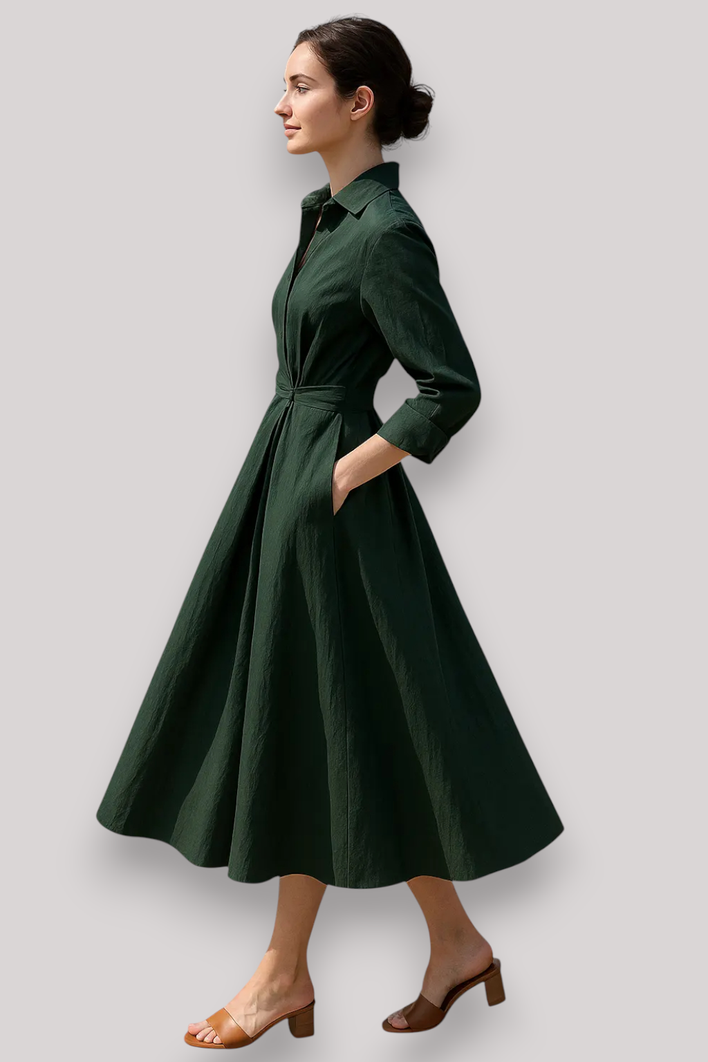 The Florence Elegant Maxi Dress Long Sleeve V Neck Winter Outfit