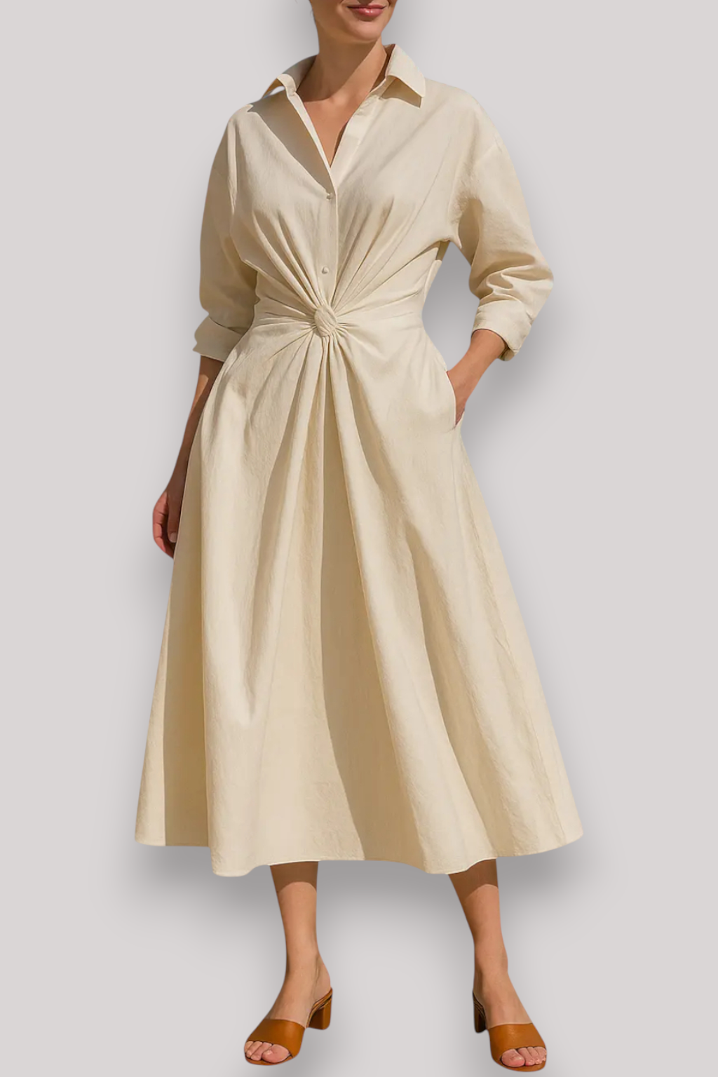 The Florence Elegant Maxi Dress Long Sleeve V Neck Winter Outfit