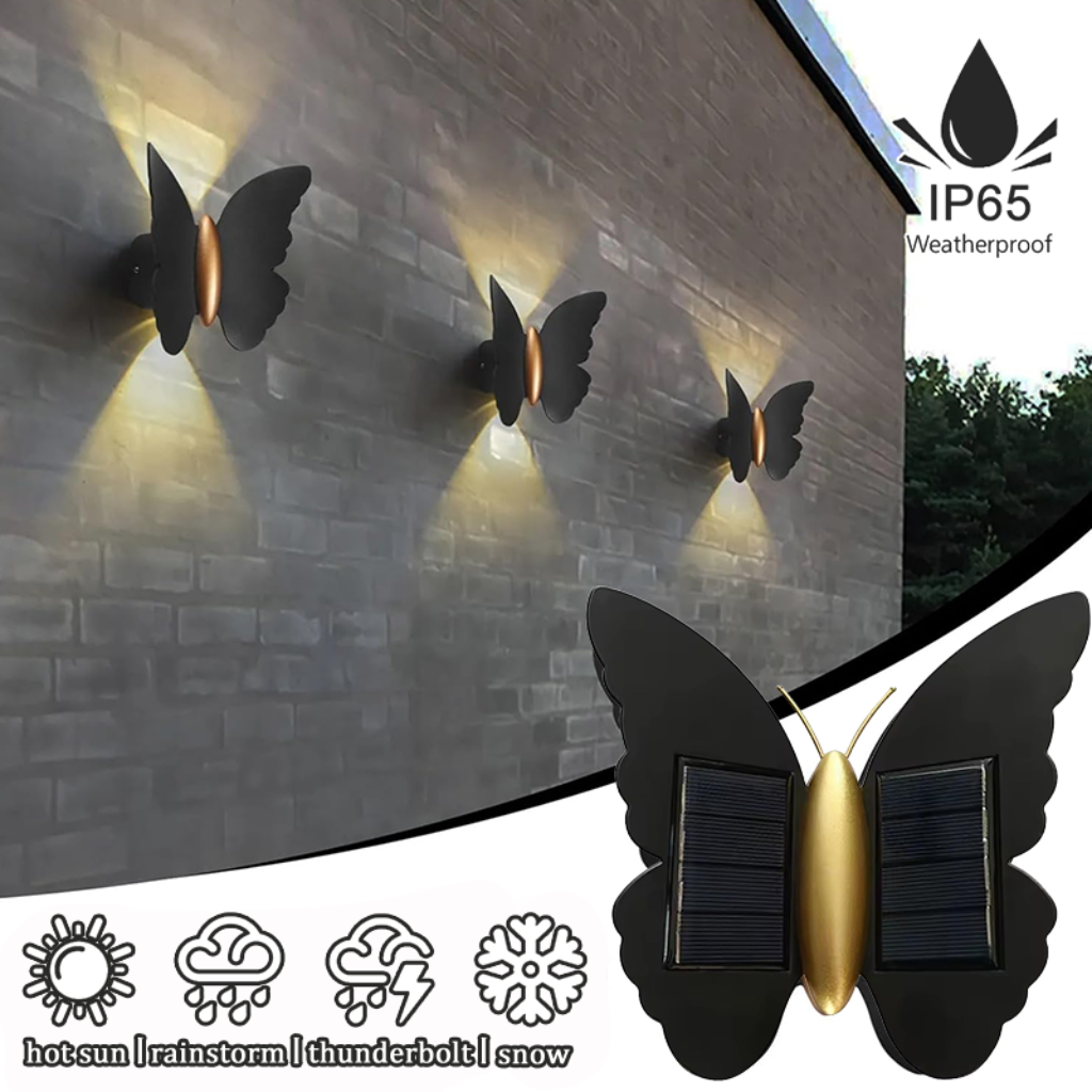 The Fluttera Waterproof Solar Butterfly LED Wall Light