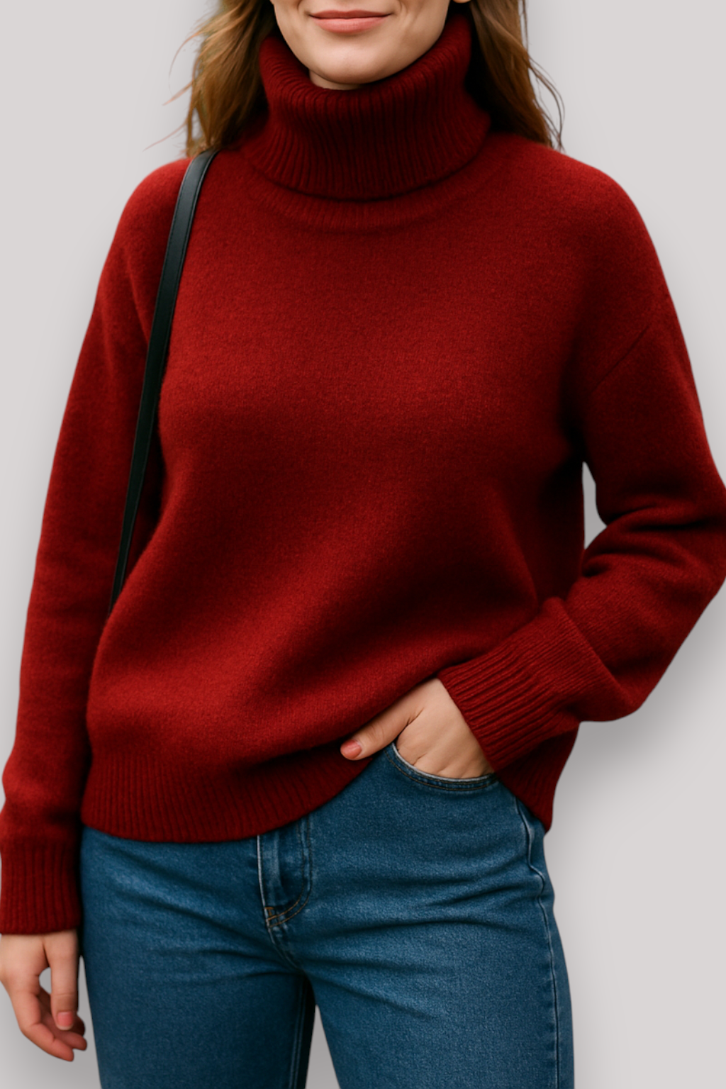 The Frances Knitted Jumper Polo Neck Relaxed Fit Winter Pullover