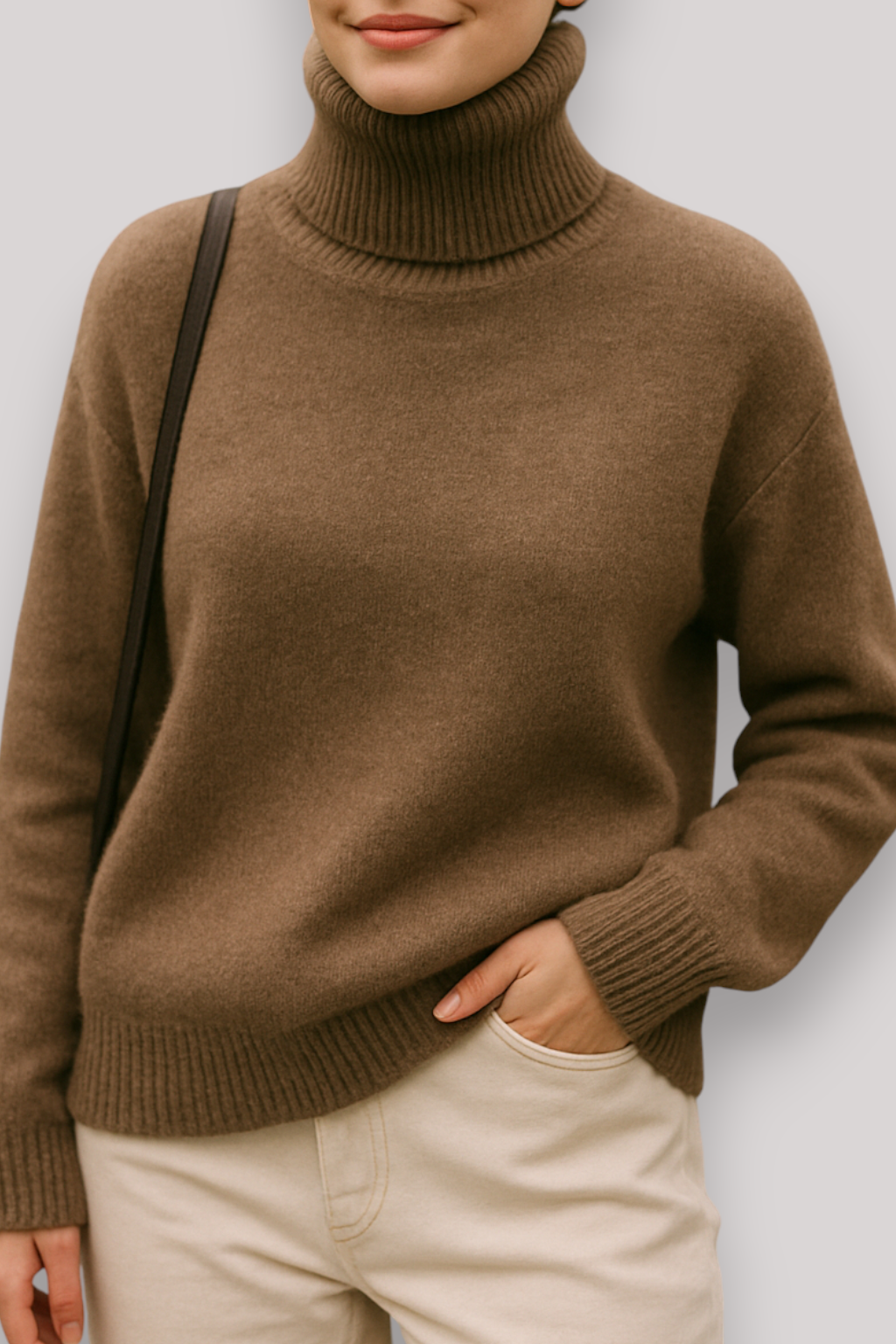 The Frances Knitted Jumper Polo Neck Relaxed Fit Winter Pullover
