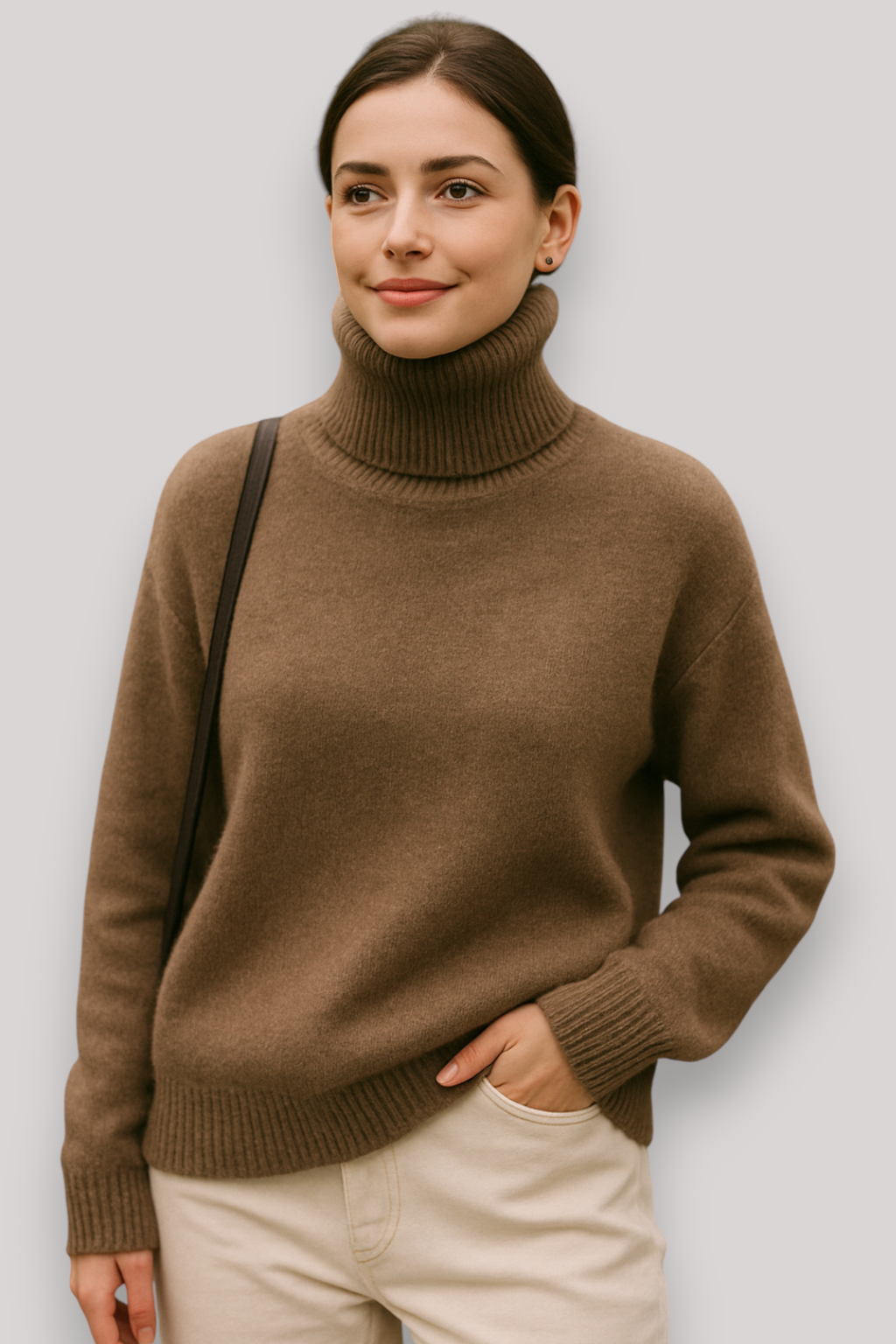 The Frances Knitted Jumper Polo Neck Relaxed Fit Winter Pullover